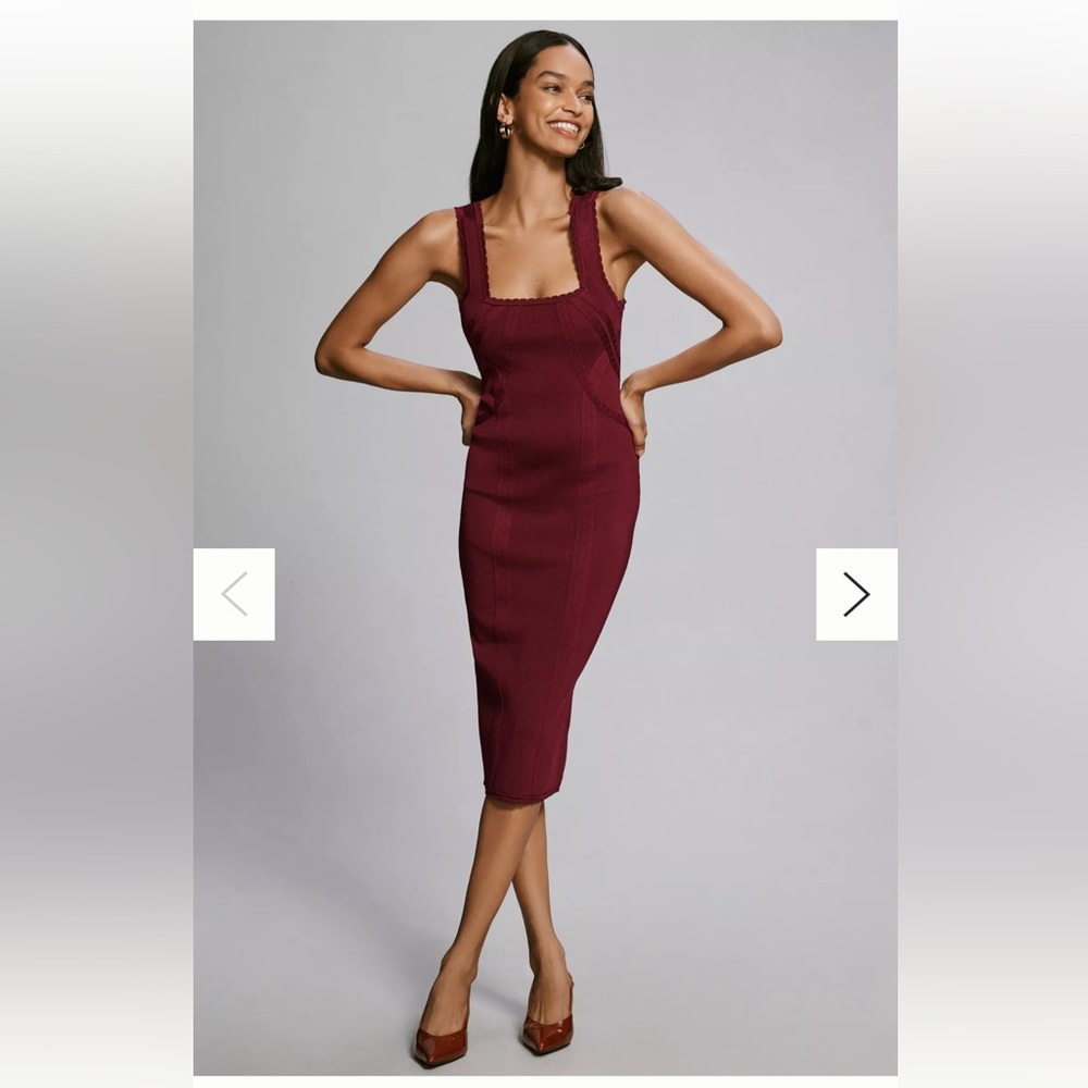 By Anthropologie Slim Square Neck Sleeveless MIDI Jumper Dress